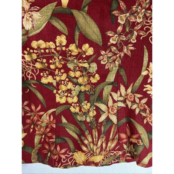 Susan Bristol Floral Linen Blend Jacket Red Gold Green Botanical Blazer L - Picture 14 of 14
